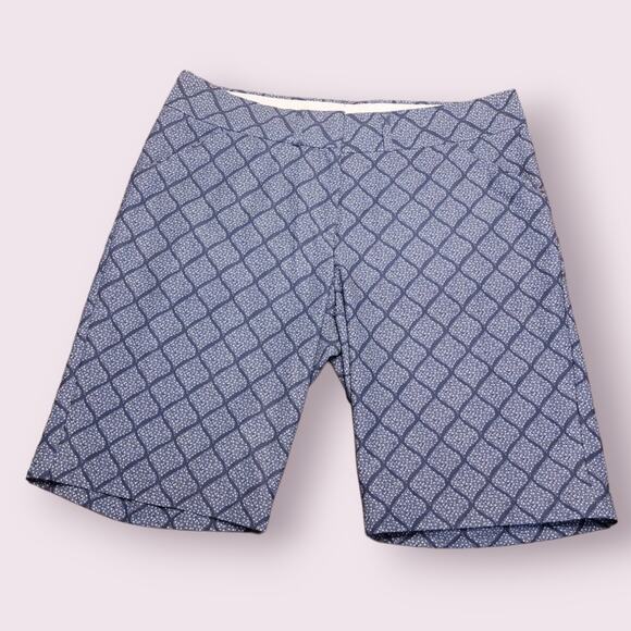 💙 Peter Millar Women’s Wicking Stretch Golf Shorts – Size 10 – Blue Geometric - Picture 1 of 12